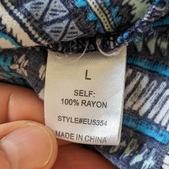 Elodie sleeveless teal-blue-black-magenta geometric scoop-neck tank top Sz M-L - Picture 10 of 11